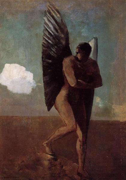 Fallen Angel Looking At At Cloud by Odilon Redon Oil Painting Reproductions