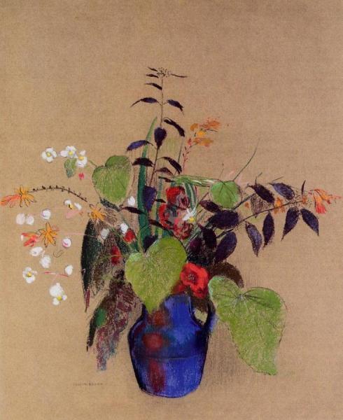 Flowers In A Blue Jug by Odilon Redon