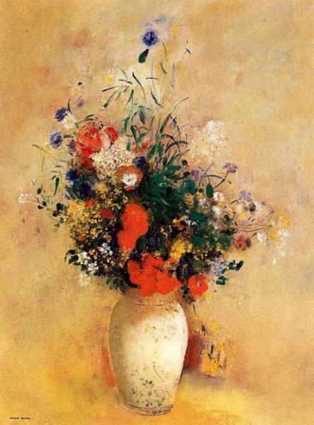 Flowers In A Chinese Vase by Odilon Redon