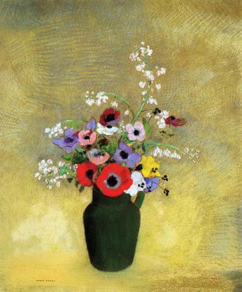 Odilon Redon Flowers In A Green Pitcher