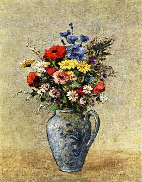 Flowers In A Vase With One Handle by Odilon Redon