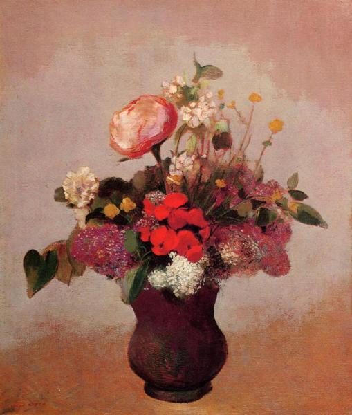 Flowers In Aa Brown Vase by Odilon Redon Oil Painting Reproductions