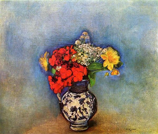 Geraniums by Odilon Redon