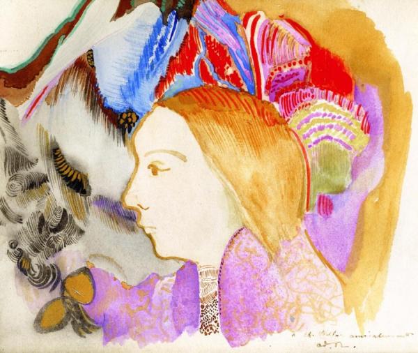 Girl And Flowers by Odilon Redon