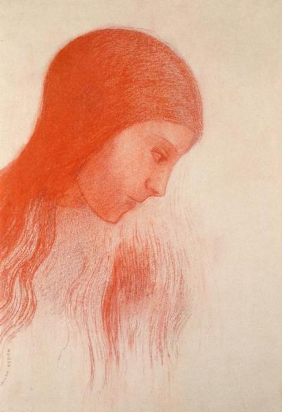 Girl With Bent Head by Odilon Redon