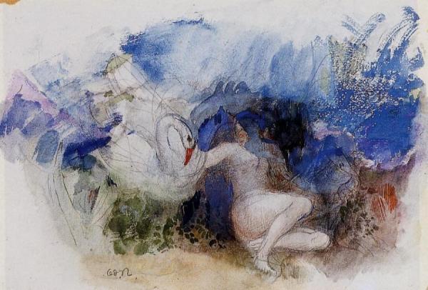Leda And The Swan by Odilon Redon