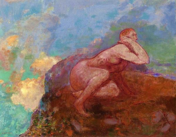 Nude Woman On The Rocks by Odilon Redon Oil Painting Reproductions