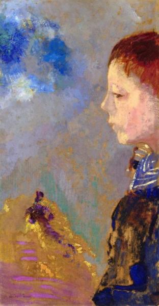 Portrait Of Ari Redon With Sailor Collar by Odilon Redon