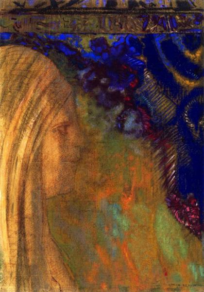 Profile On Tapestry by Odilon Redon