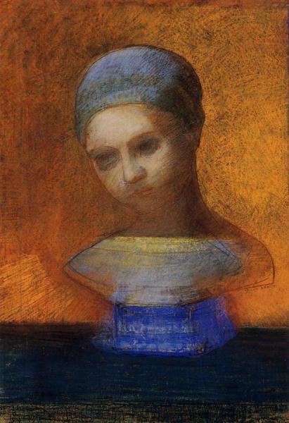 Small Bust Of A Young Girl by Odilon Redon
