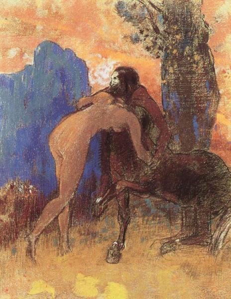 Struggle Between Woman And Centaur by Odilon Redon