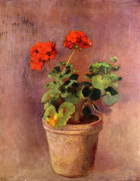 The Pot Of Geraniums by Odilon Redon