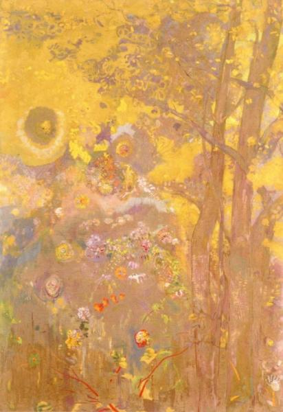 Tree On Yellow Background by Odilon Redon