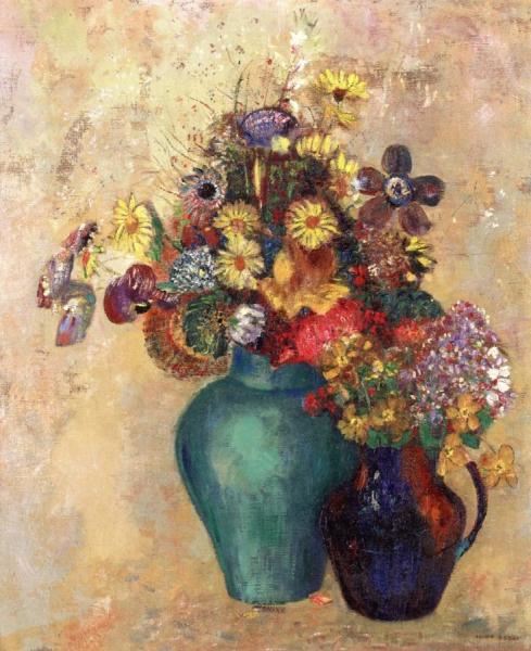 Two Vases Of Flowers by Odilon Redon