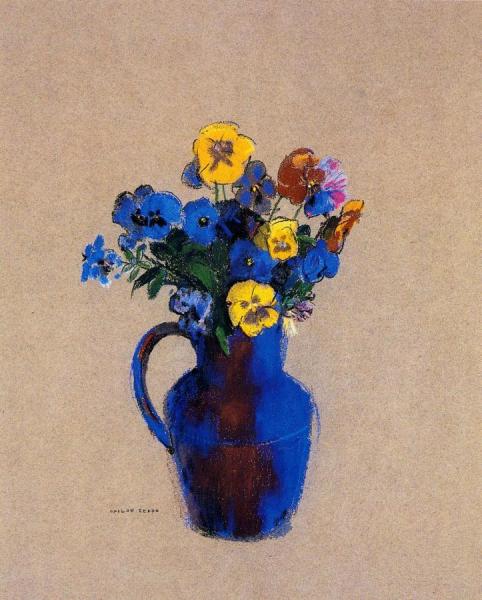 Vase Of Flowers - Pansies by Odilon Redon