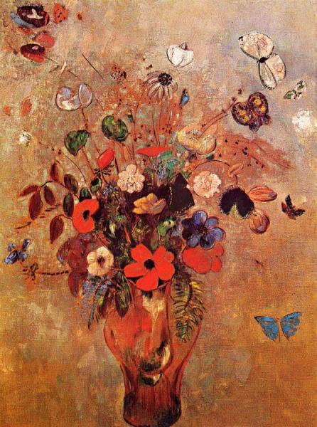 Odilon Redon Vase With Flowers And Butterflies