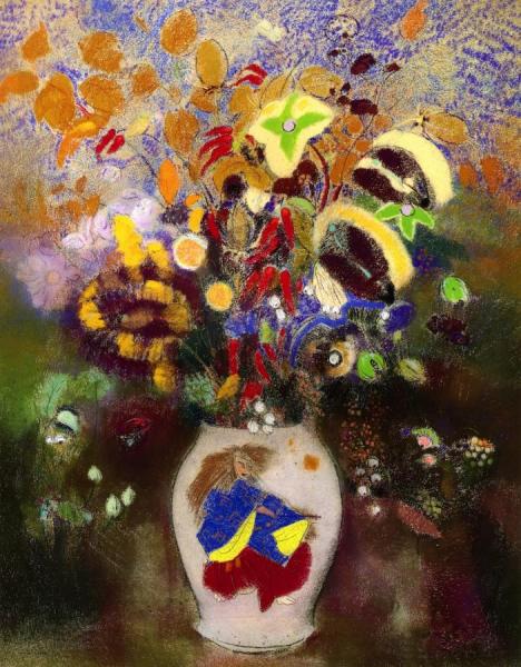 Vase With Japanese Warroir by Odilon Redon