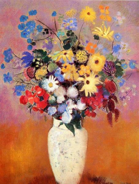 White Vase With Flowers by Odilon Redon