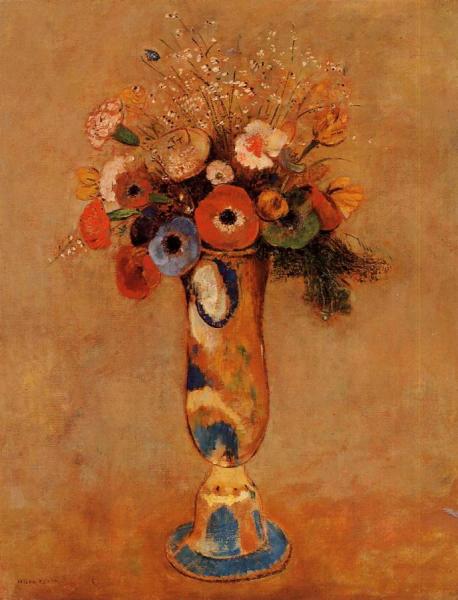 Wildflowers In A Long Necked Vase by Odilon Redon
