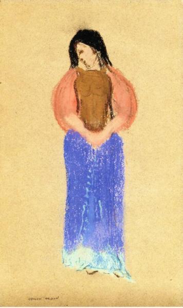 Woman In Folk Costume by Odilon Redon