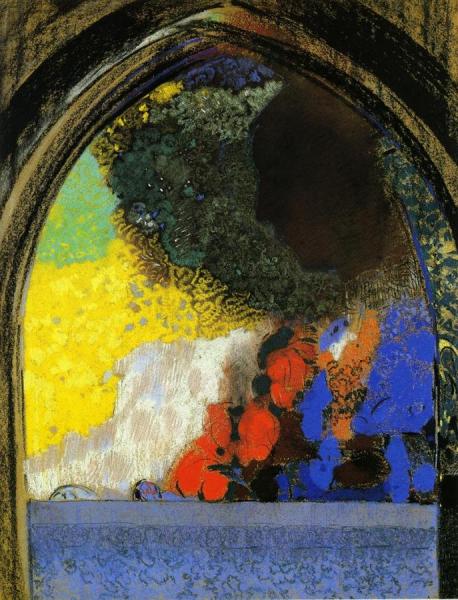 Woman In Profile Under A Gothic Arch by Odilon Redon Oil Painting Reproductions