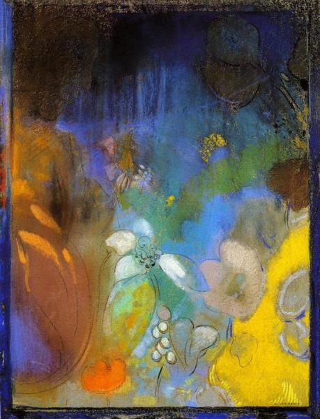Woman In Profile With Flowers by Odilon Redon
