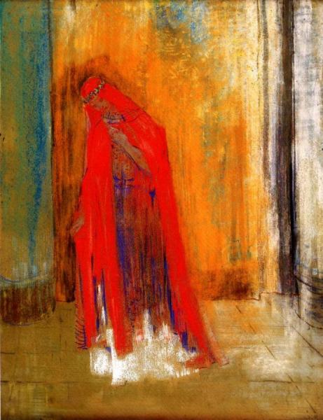 Woman In Red by Odilon Redon Oil Painting Reproductions