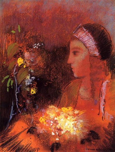 Woman With Flowers by Odilon Redon