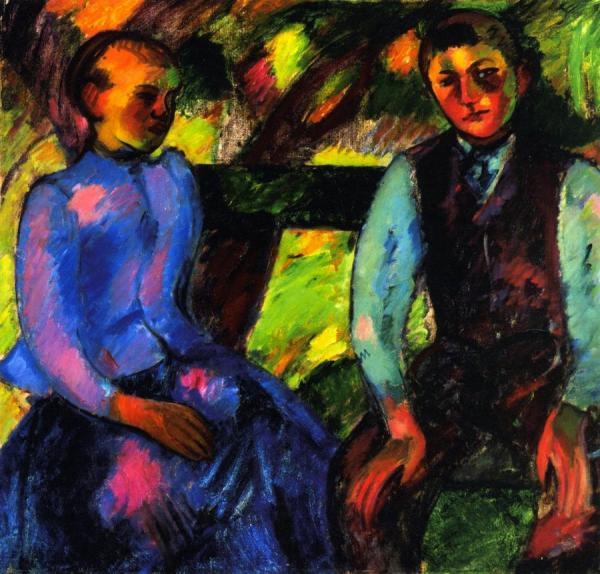 Odon Márffy Boy And Girl On A Green Bench