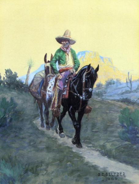 Vacquero And Pack Horse by Olaf Carl Seltzer Oil Painting Reproductions