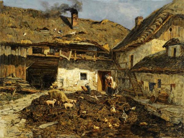 Bauernhof by Olga Wisinger-florian Oil Painting Reproductions