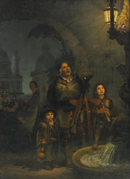 Street Musicians At The Pantheon - Rome by Olof Johan Sodermark Oil Painting Reproductions