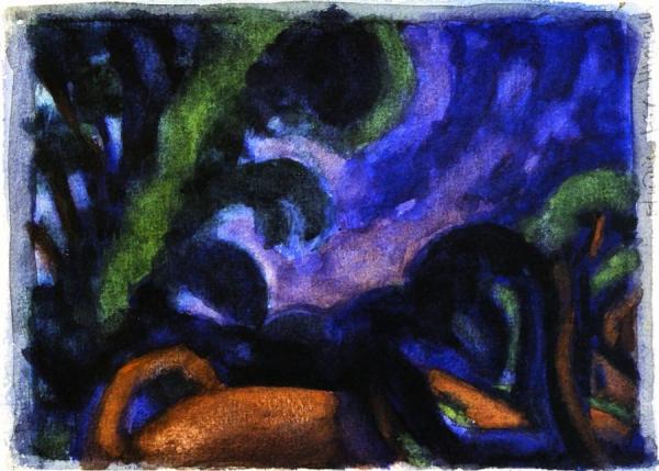 Harrison Street Bridge Over Canal, Bloomfield by Oscar Bluemner