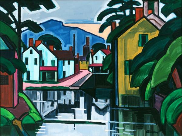 Meditation In A Town, New Jersey (stanhope) by Oscar Bluemner