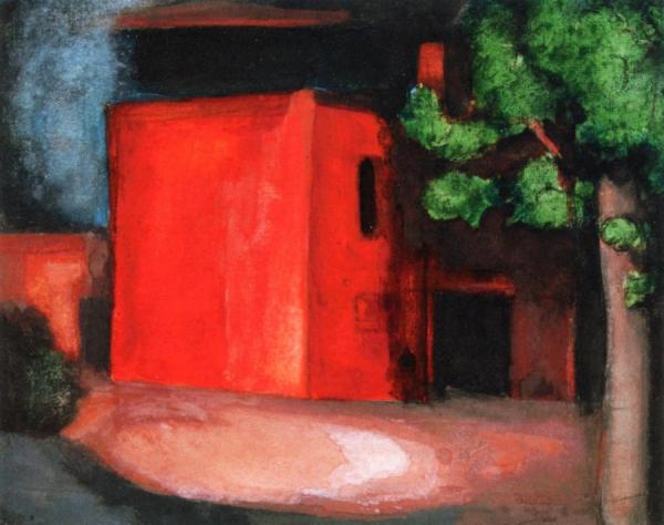 Red Barn, New Jersey (study) by Oscar Bluemner