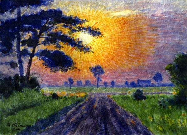 Sunset, Gutenberg by Oscar Bluemner