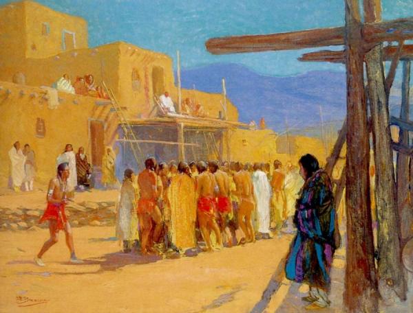 Dance At The Pueblo by Oscar E. Berninghaus