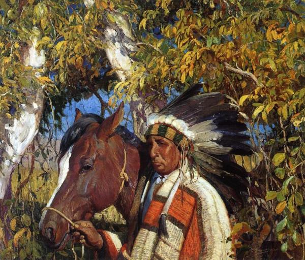 Oscar E. Berninghaus Indian Chief And Pony