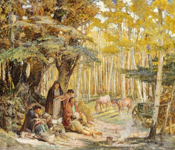 Indian Group At Glorietta by Oscar E. Berninghaus