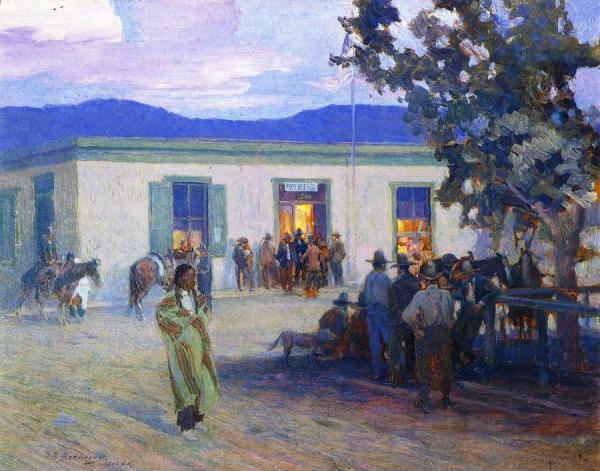 Post Office, Taos, New Mexico by Oscar E. Berninghaus