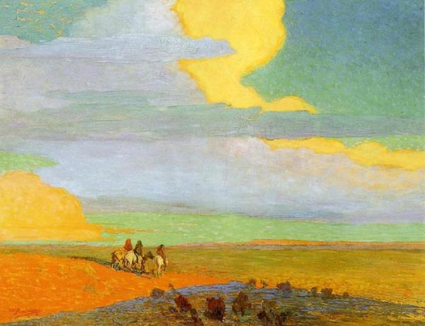 Traveling North At Sunrise by Oscar E. Berninghaus