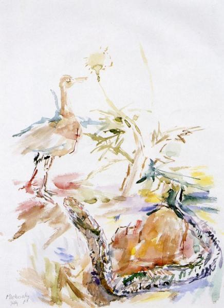 Oskar Kokoschka Bird And Snake
