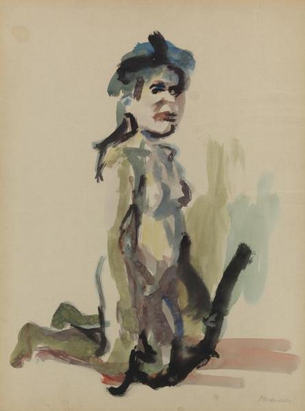 Kneeling Woman by Oskar Kokoschka Oil Painting Reproductions