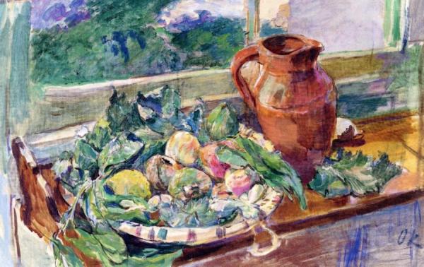 Still Life With Fruit And Jug by Oskar Kokoschka Oil Painting Reproductions