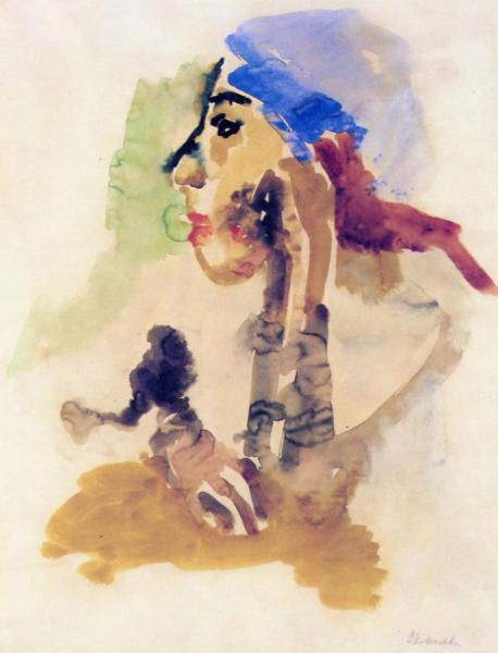 Oskar Kokoschka Young Girl: Profile Facing Left