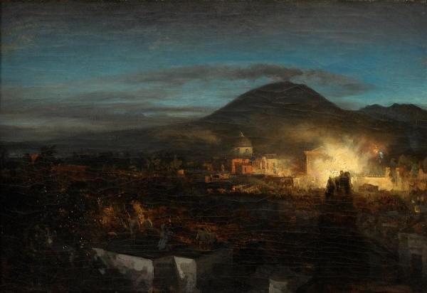 Festivities With Fireworks In Torre Dell Annunziata by Oswald Achenbach