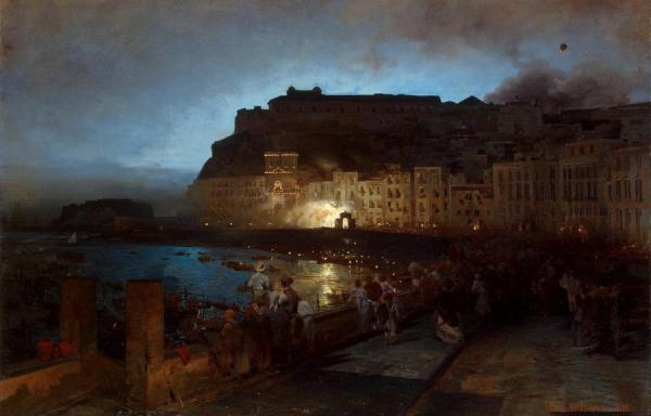 Fireworks In Naples by Oswald Achenbach
