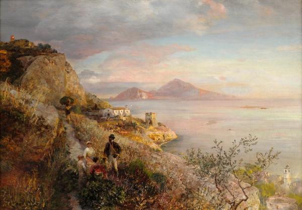 Gulf Of Naples With A View Of Capri by Oswald Achenbach