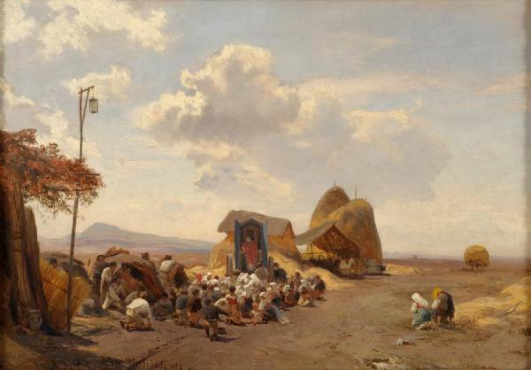 Reapers In The Roman Campagna by Oswald Achenbach Oil Painting Reproductions