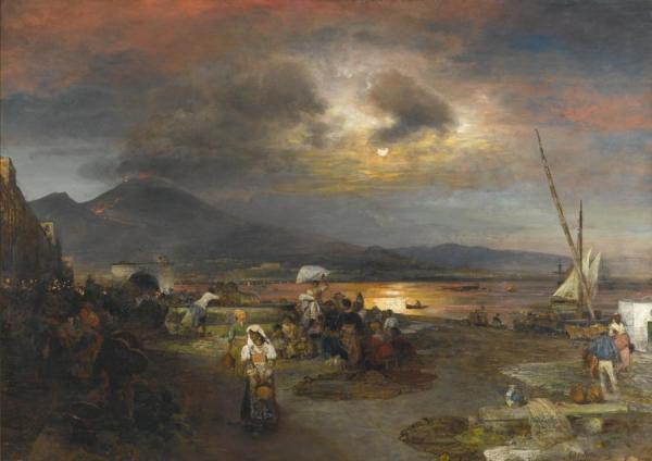 The Bay Of Naples, Vesuvius Beyond by Oswald Achenbach Oil Painting Reproductions